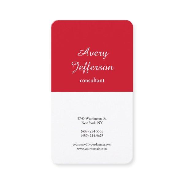 Red White Plain Modern Minimalist Professional