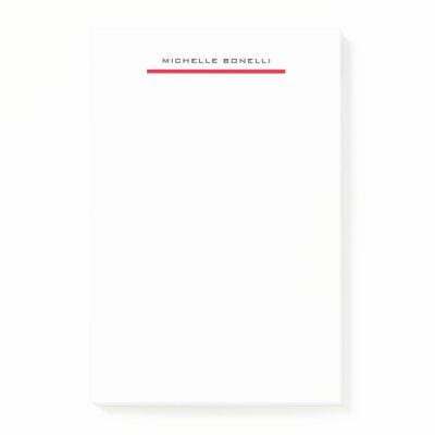 Red White Professional Plain Simple Minimalist Post-it Notes