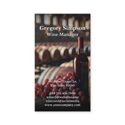 Red Wine Bottle and Grapes | Wine Barrels