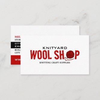 Red Wool Shop Logo, Knitting Store, Yarn Store