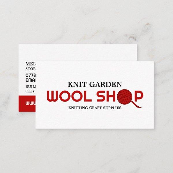 Red Wool Shop Logo, Knitting Store, Yarn Store