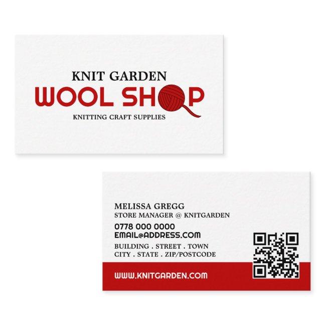Red Wool Shop Logo, Knitting Store, Yarn Store