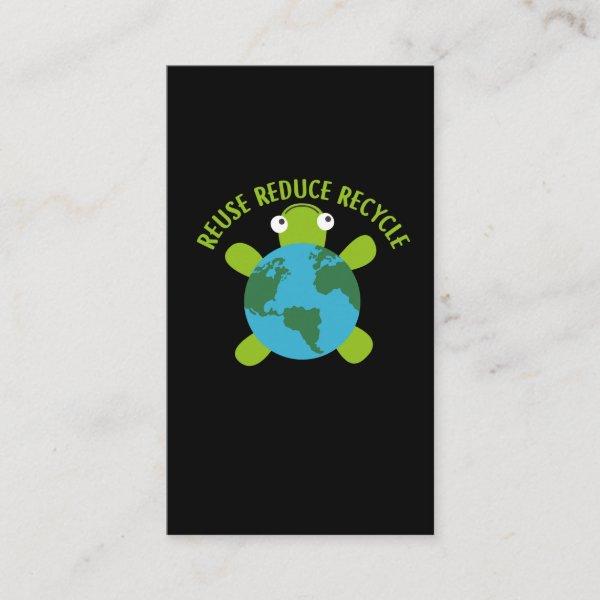 Reduce Reuse Recycle Turtle -Save Earth Ocean Eco