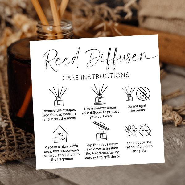 Reed Diffuser Care Instructions Minimalist Logo Square