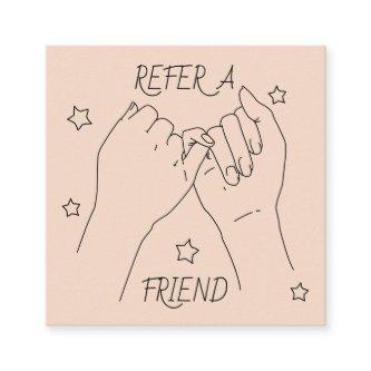 Refer a friend light peach cute hands illustration referral card