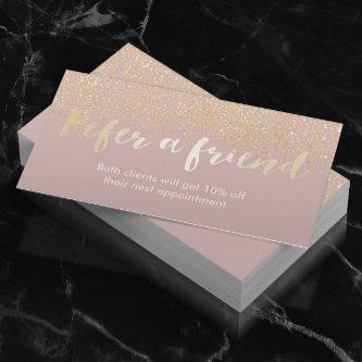 Referral Card | Chic Gold Confetti Dots Dusty Pink