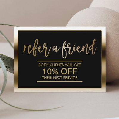 Referral Card | Modern Black & Gold Framed