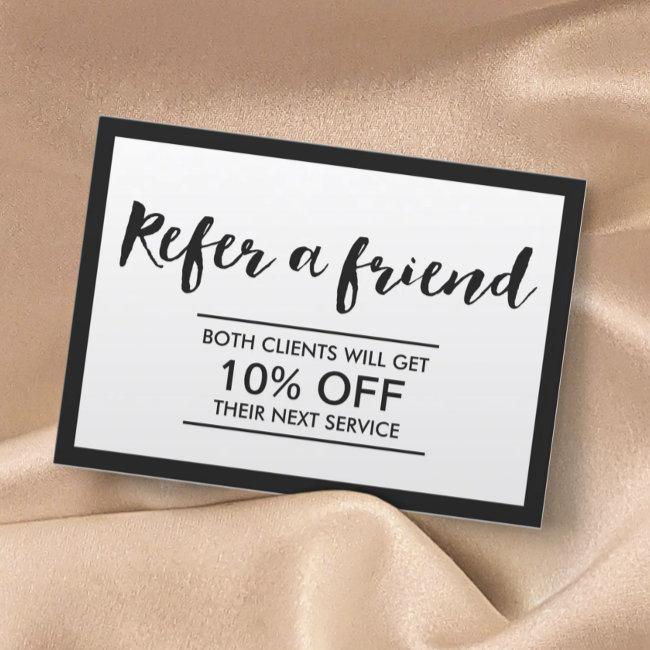 Referral Card | Modern Black & White Simple Frame