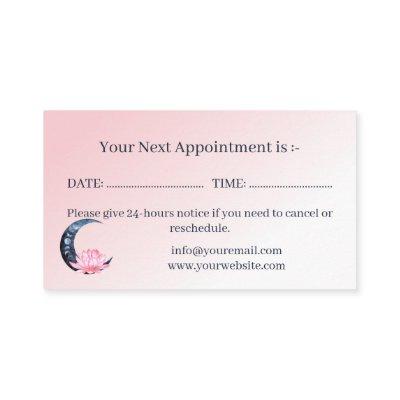 Reflexology Pink Lotus Flower Moon  Appointment Card
