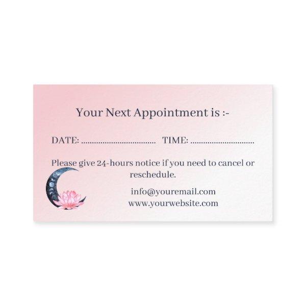 Reflexology Pink Lotus Flower Moon  Appointment Card