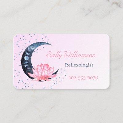 Reflexology QR Code Pink Lotus Flower Moon
