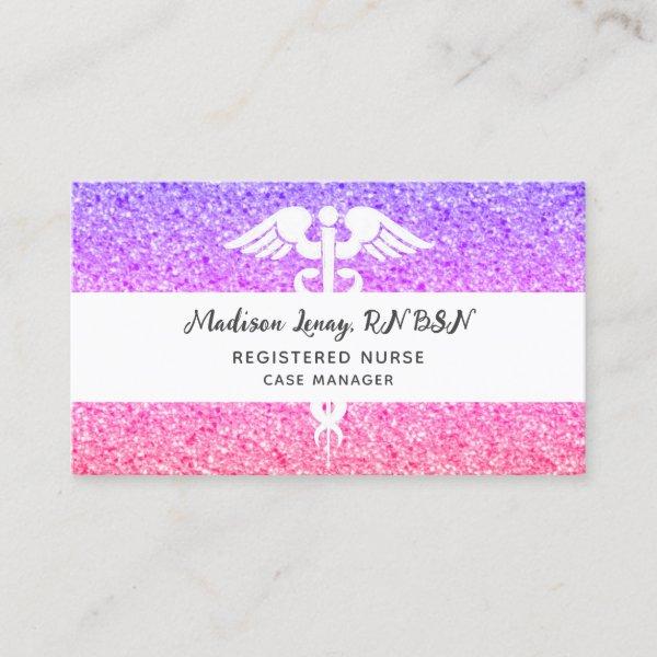 Registered Nurse Modern Purple Pink Glitter