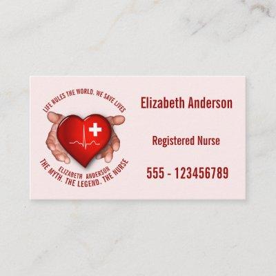 Registered Nurse With Red Heart In Hands