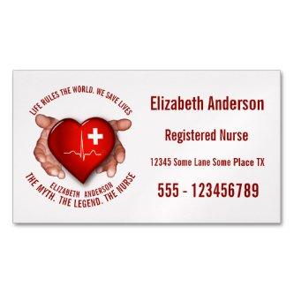 Registered Nurse With Red Heart In Hands  Magnet