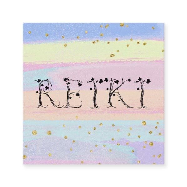 *~*  REIKI Ivy Typography Pastel Stripes Glitter Square