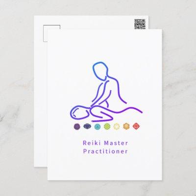 Reiki Master Practitioner Outline White Postcard