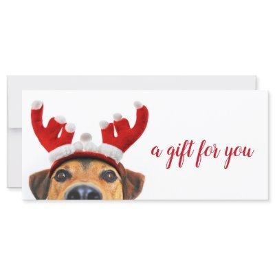 Reindeer Headband Cute Fun Dog Christmas Gift Card