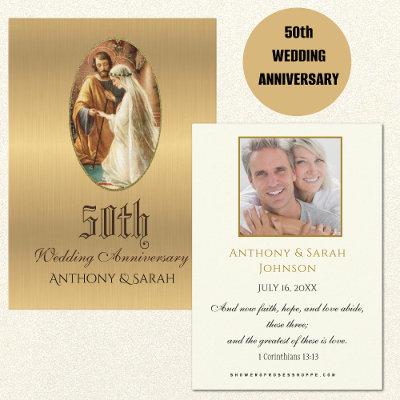 Religious 50th Wedding Anniversary Prayer Card