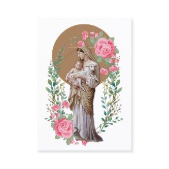Religious Blessed Virgin Mary Jesus Lamb Rose
