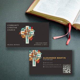 Religious Christian Church Cross QR Code Modern
