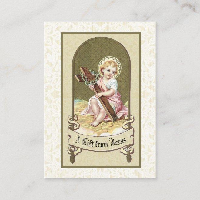 Religious Vintage Infant Jesus Cross Holy Card