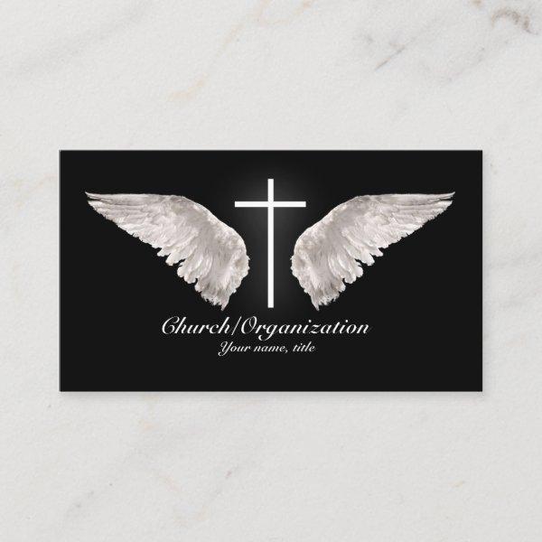 Religious White Cross Angel Wings