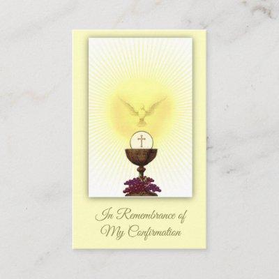 Remembrance Card Dove Host Sacrament Confirmation
