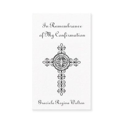 Remembrance Confirmation Cross Dove Holy Card