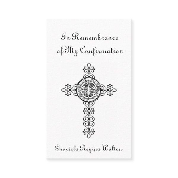 Remembrance Confirmation Cross Dove Holy Card