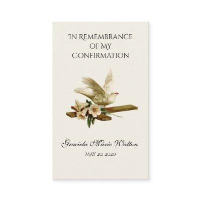 Remembrance Confirmation Gold Dove Cross Lily