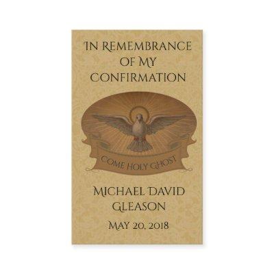 Remembrance Confirmation Gold Dove Holy Card