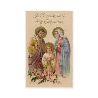 Remembrance Holy Family Confirmation Holy Card