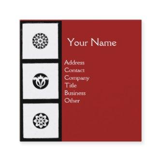 RENAISSANCE Black White Red Geometric Floral Square