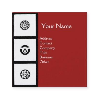 RENAISSANCE Black White Red Geometric Floral Square