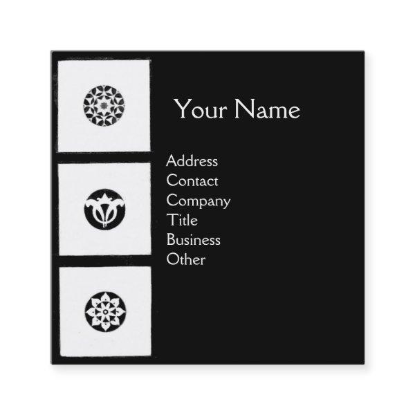 RENAISSANCE HARMONY Black White Geometric Floral Square