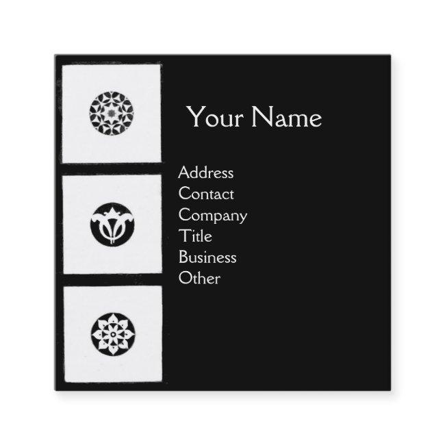 RENAISSANCE HARMONY Black White Geometric Floral Square