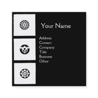 RENAISSANCE HARMONY Black White Geometric Floral Square
