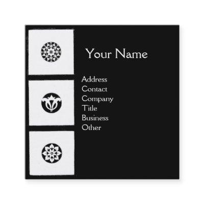 RENAISSANCE HARMONY Black White Geometric Floral Square