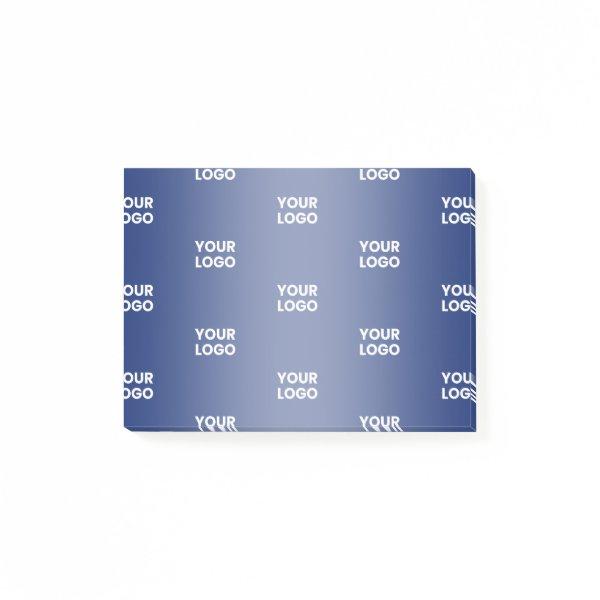 Repeating Business Logo | Navy Blue Gradient Post-it Notes