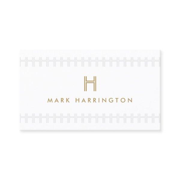 REPEATING INITIAL MONOGRAM ART DECO Gold & Gray