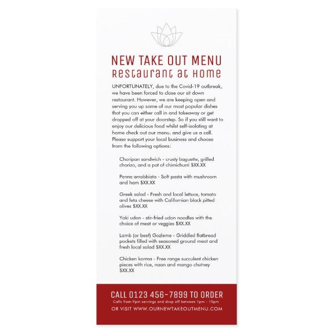 Restaurant at home new temp take out menu