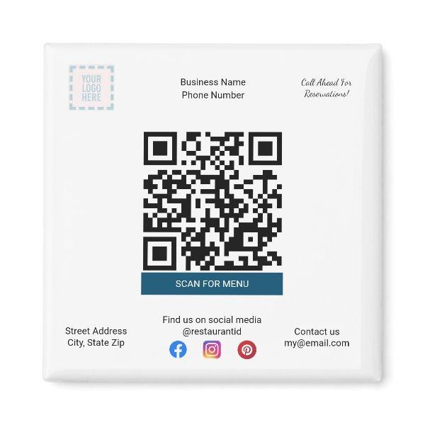 Restaurant & Pizza Shop Magnet with Menu QR Code