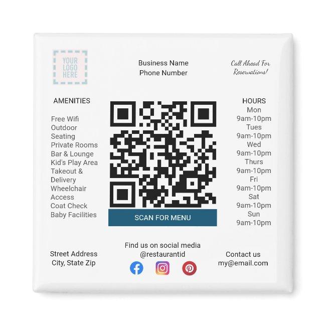 Restaurant & Pizza Shop Magnet with Menu QR Code