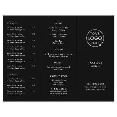 Restaurant Takeout | Black Logo Takeaway Menu