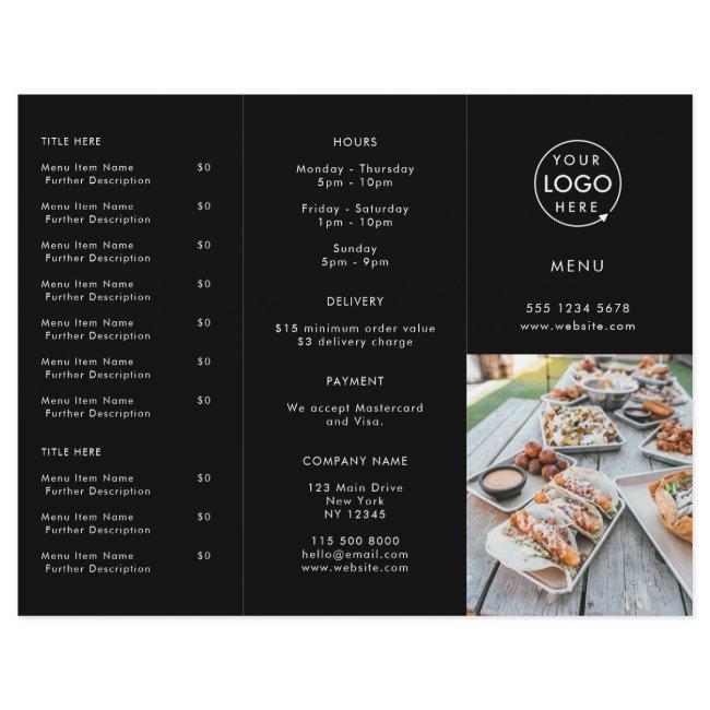 Restaurant Takeout | Black Modern Photo Menu