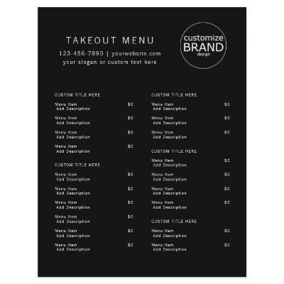 Restaurant Takeout Catering Black Logo Menu