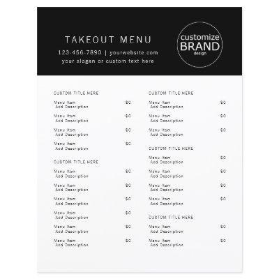 Restaurant Takeout Catering Logo Black Menu