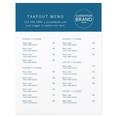 Restaurant Takeout Catering Logo Navy Blue Menu