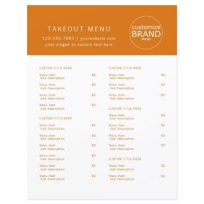 Restaurant Takeout Catering Logo Orange Menu
