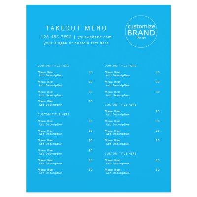 Restaurant Takeout Catering Ocean Blue Logo Menu